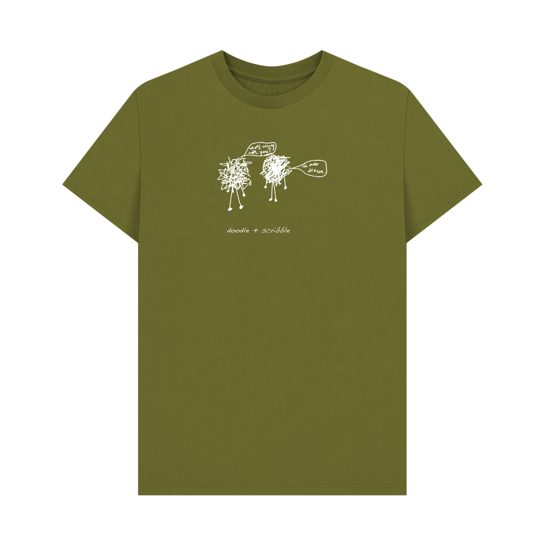 Moss Green I'm Over Drawn graphic t-shirt