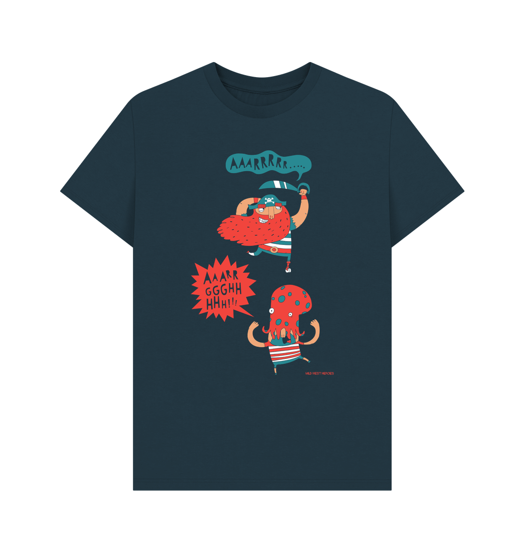 Denim Blue Why Are Pirates Called Pirates? graphic t-shirt