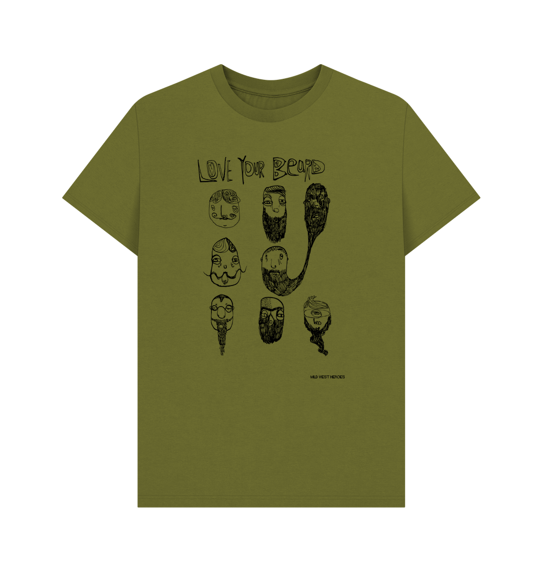 Moss Green Love Your Beard graphic t-shirt