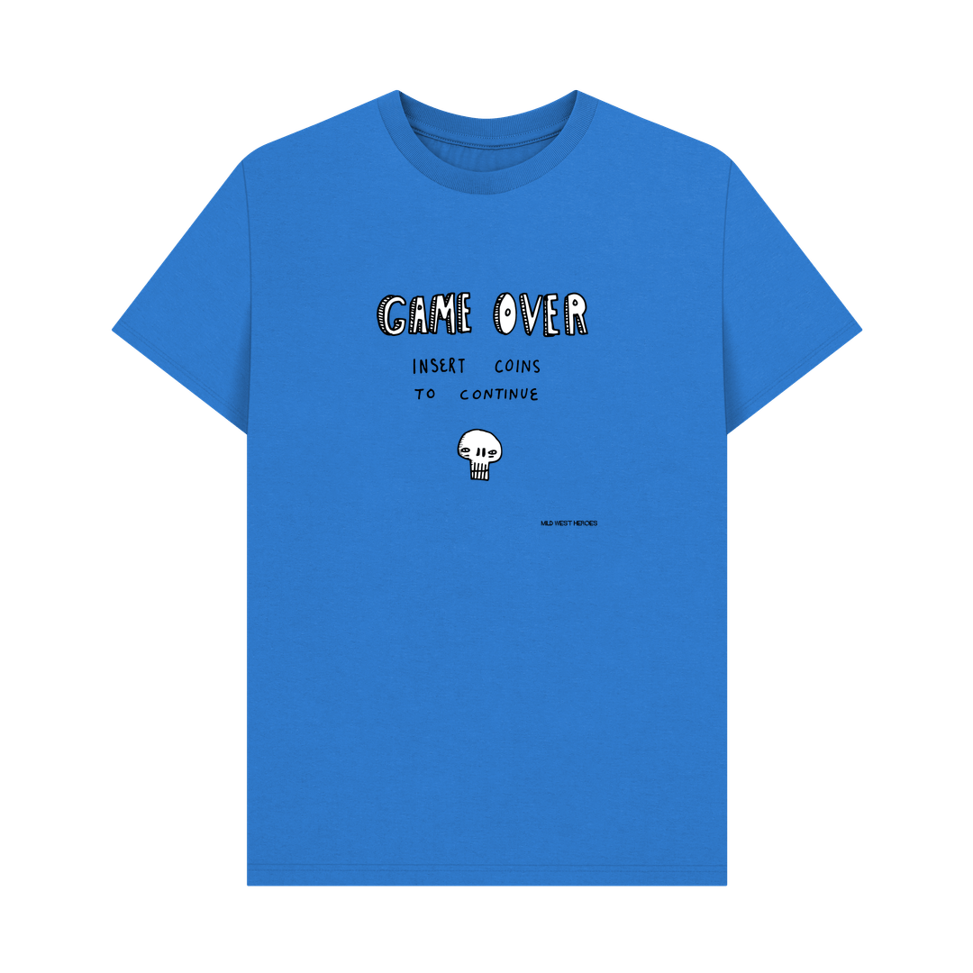 Bright Blue Game Over graphic t-shirt