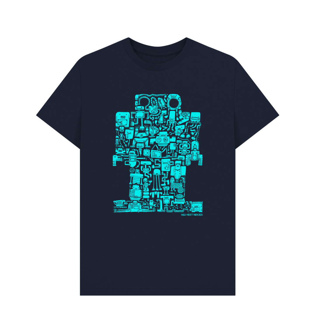 Navy Blue I Robots organic cotton t-shirt