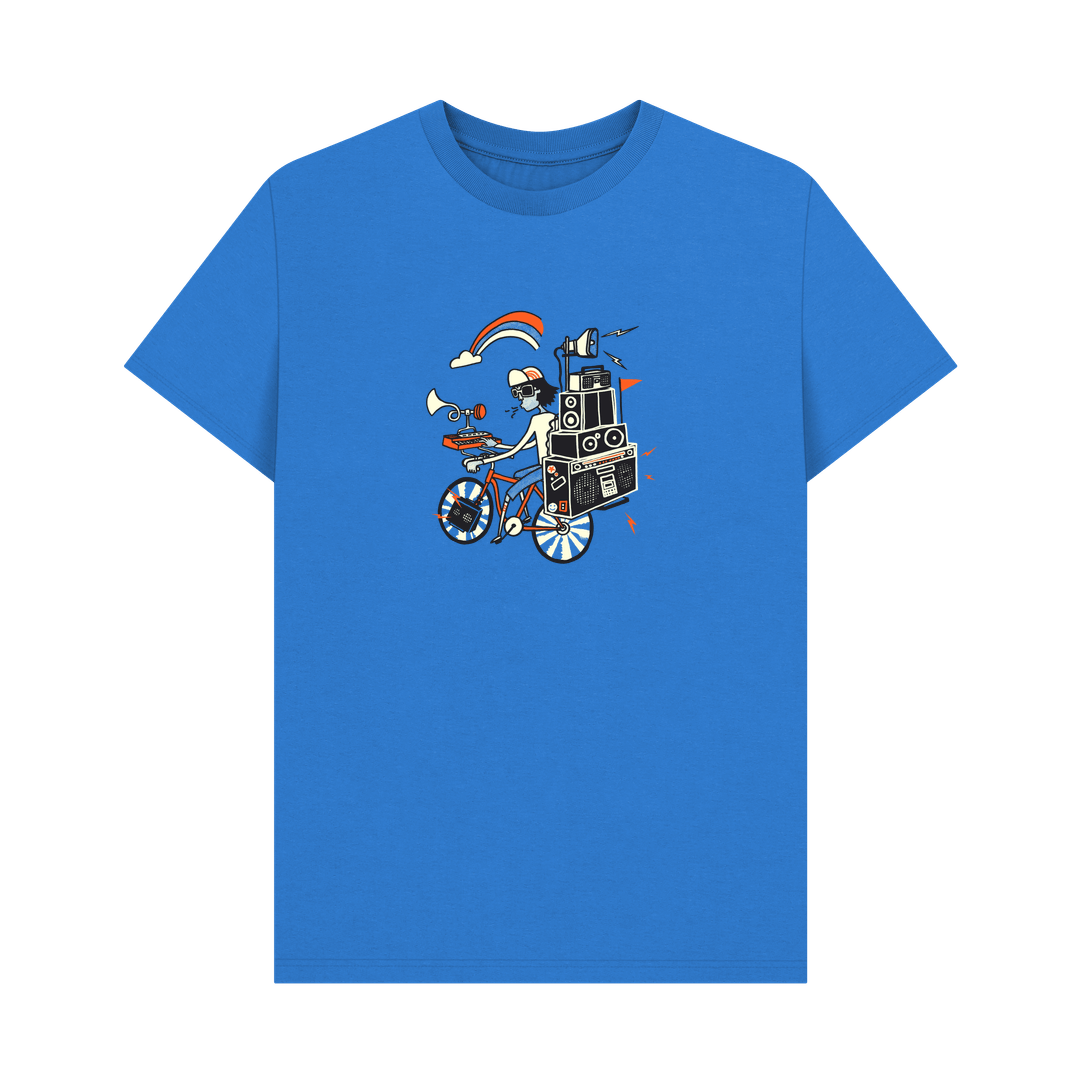 Bright Blue Boombox Biker
