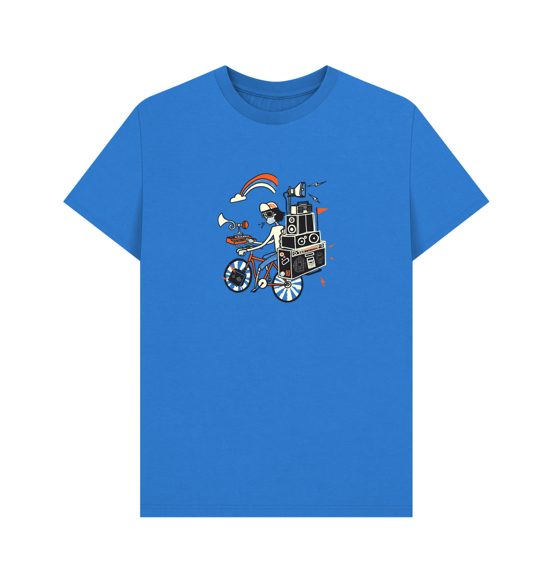 Bright Blue Boombox Biker