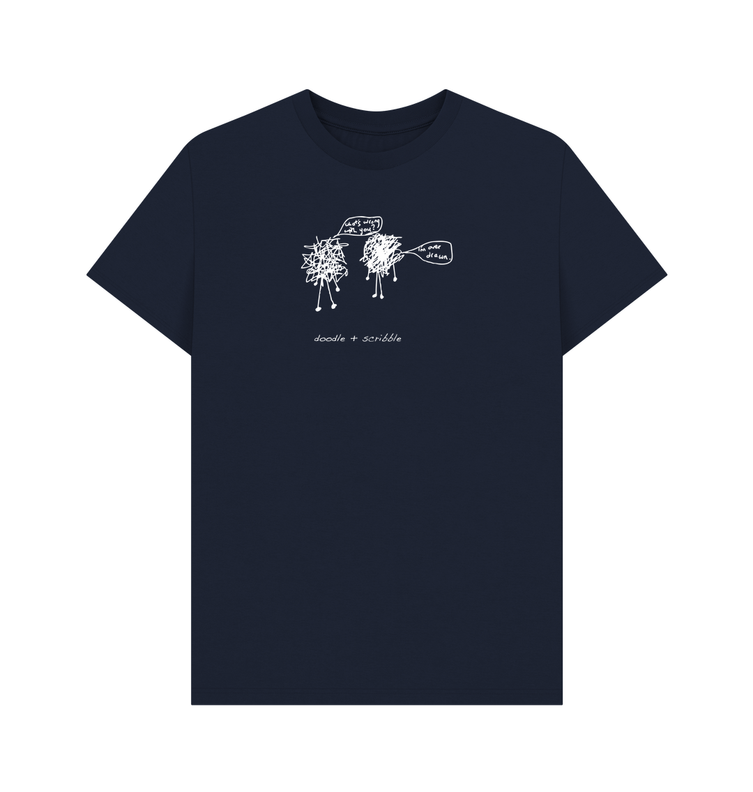 Navy Blue I'm Over Drawn graphic t-shirt