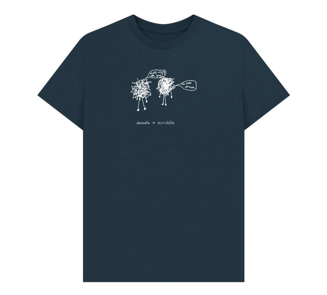 Denim Blue I'm Over Drawn graphic t-shirt