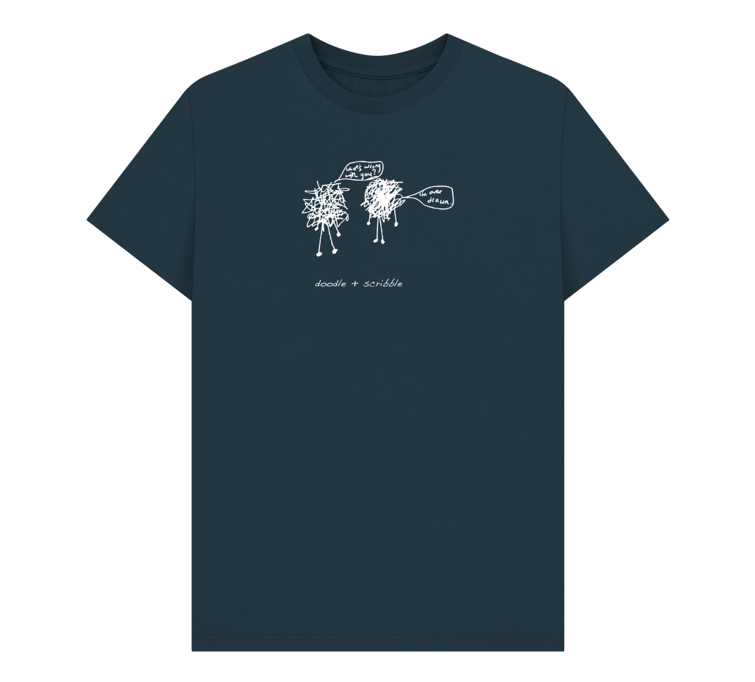 Denim Blue I'm Over Drawn graphic t-shirt