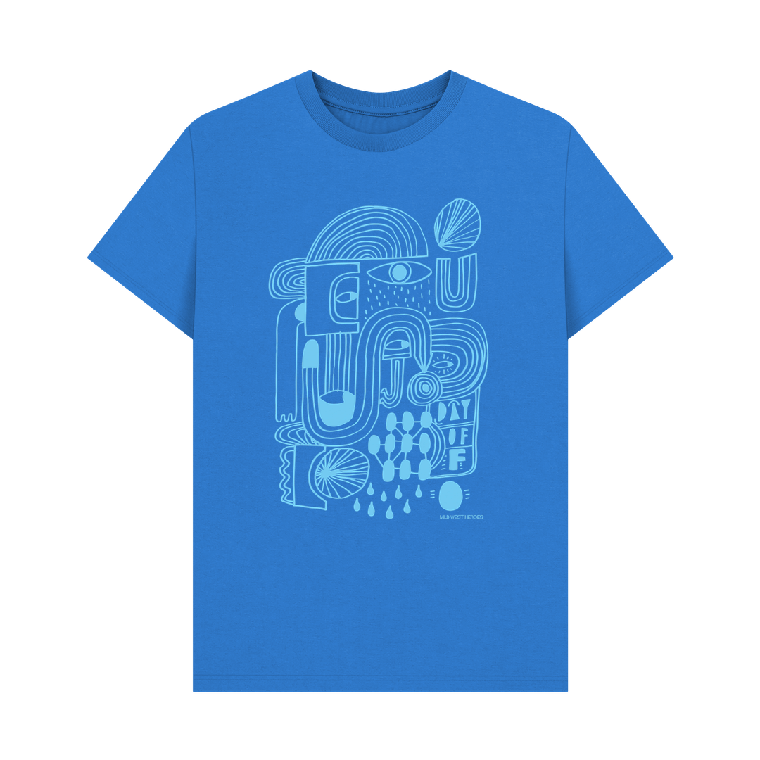 Bright Blue Day Off organic cotton t-shirt