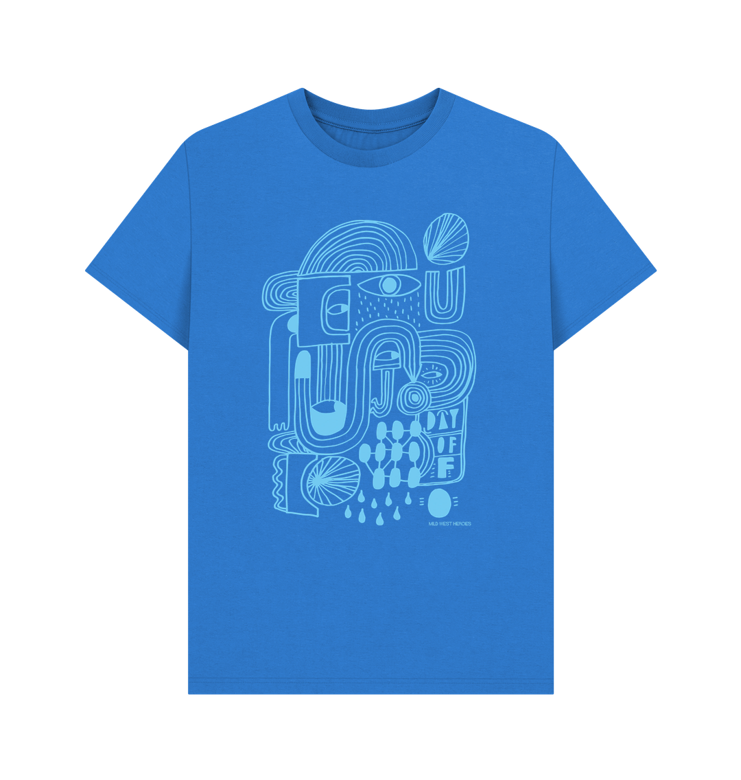 Bright Blue  Day Off organic cotton t-shirt