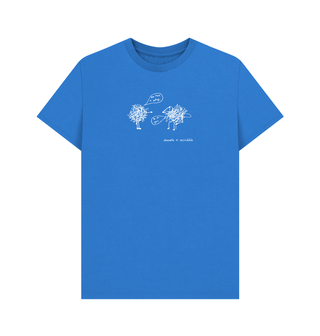 Bright Blue You Look a Mess graphic t-shirt featuring Doodle and Scribble