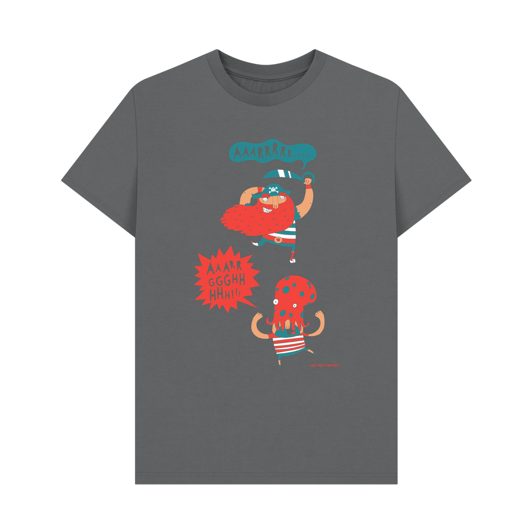 Slate Grey Why Are Pirates Called Pirates? graphic t-shirt