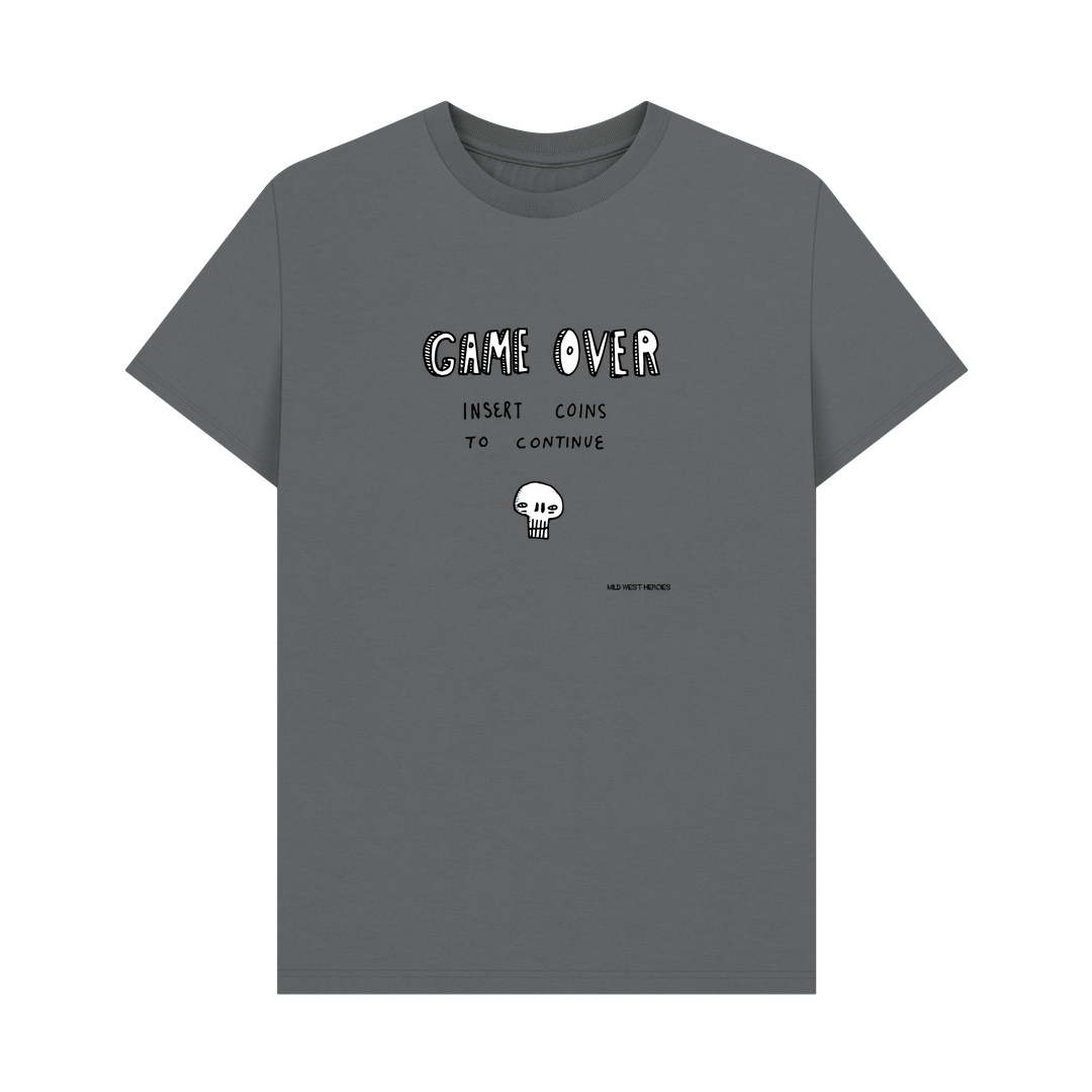 Slate Grey Game Over graphic t-shirt