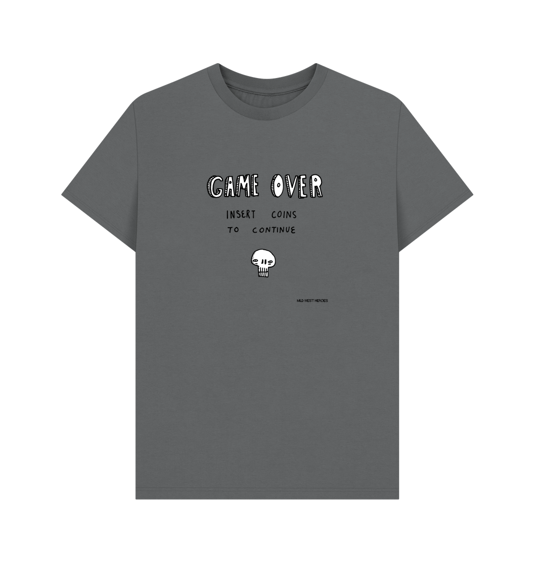 Slate Grey Game Over graphic t-shirt