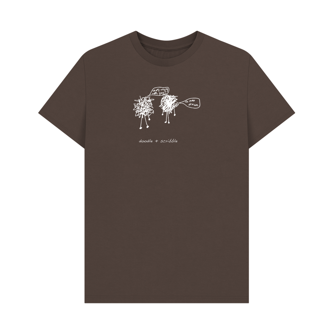 Chocolate I'm Over Drawn graphic t-shirt