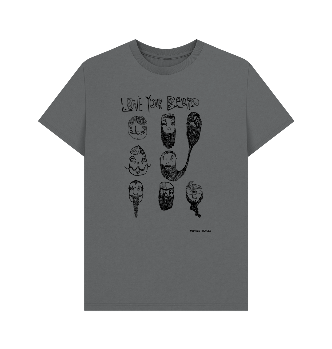 Slate Grey Love Your Beard graphic t-shirt