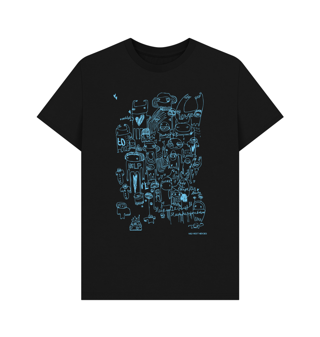 Help Me Escape This Drawing graphic t-shirt on black