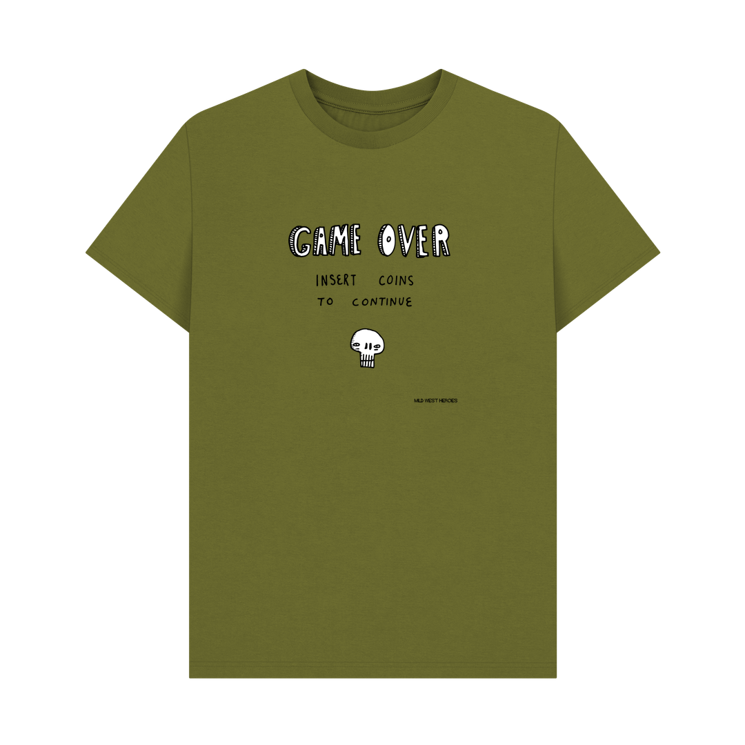Moss Green Game Over graphic t-shirt