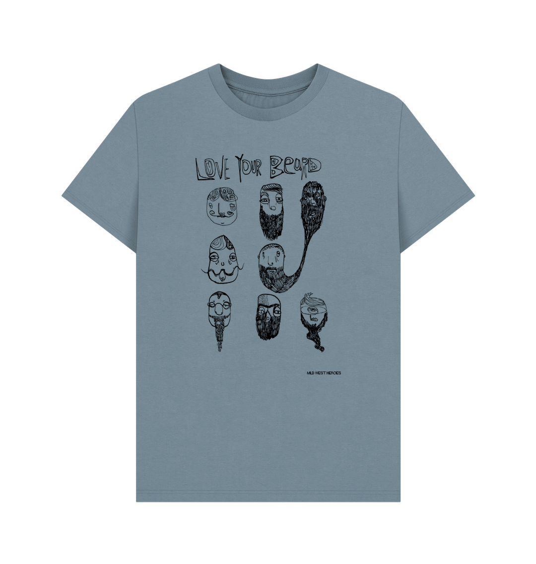 Stone Blue Love Your Beard graphic t-shirt