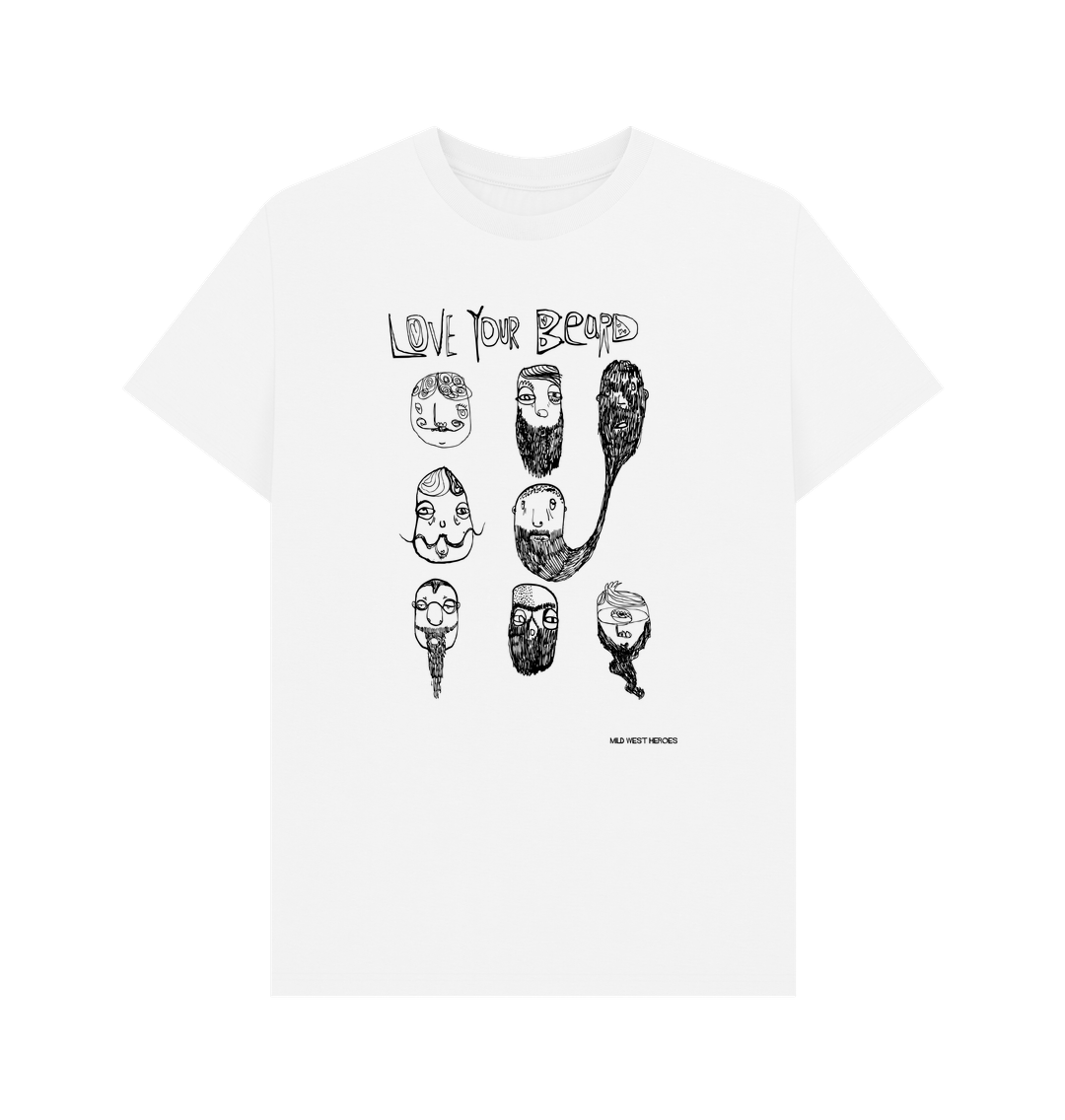 White Love Your Beard graphic t-shirt