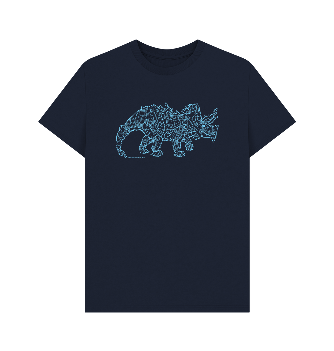 Navy Blue Camperceratops organic cotton t-shirt
