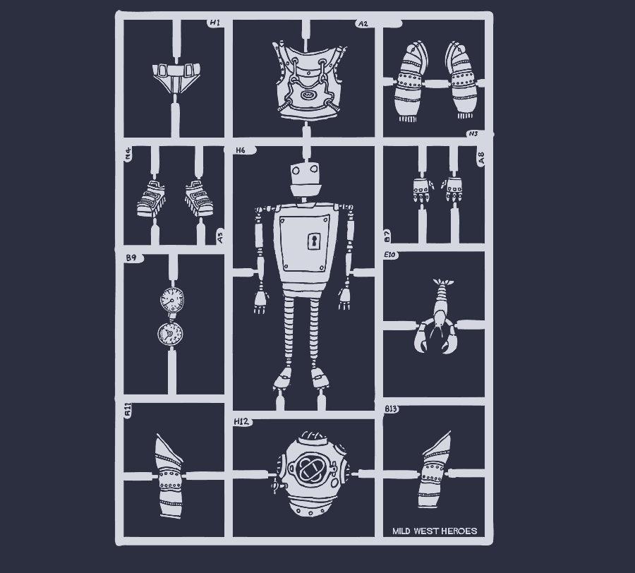 Detail of Denim Blue Airfix Robot organic cotton t-shirt