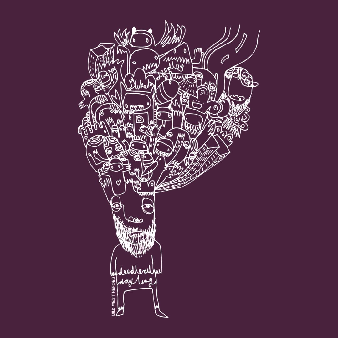 Detail of Purple Doodleboy graphic t-shirt design