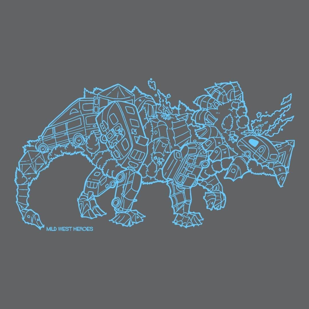 Detail of Slate Grey Camperceratops organic cotton t-shirt
