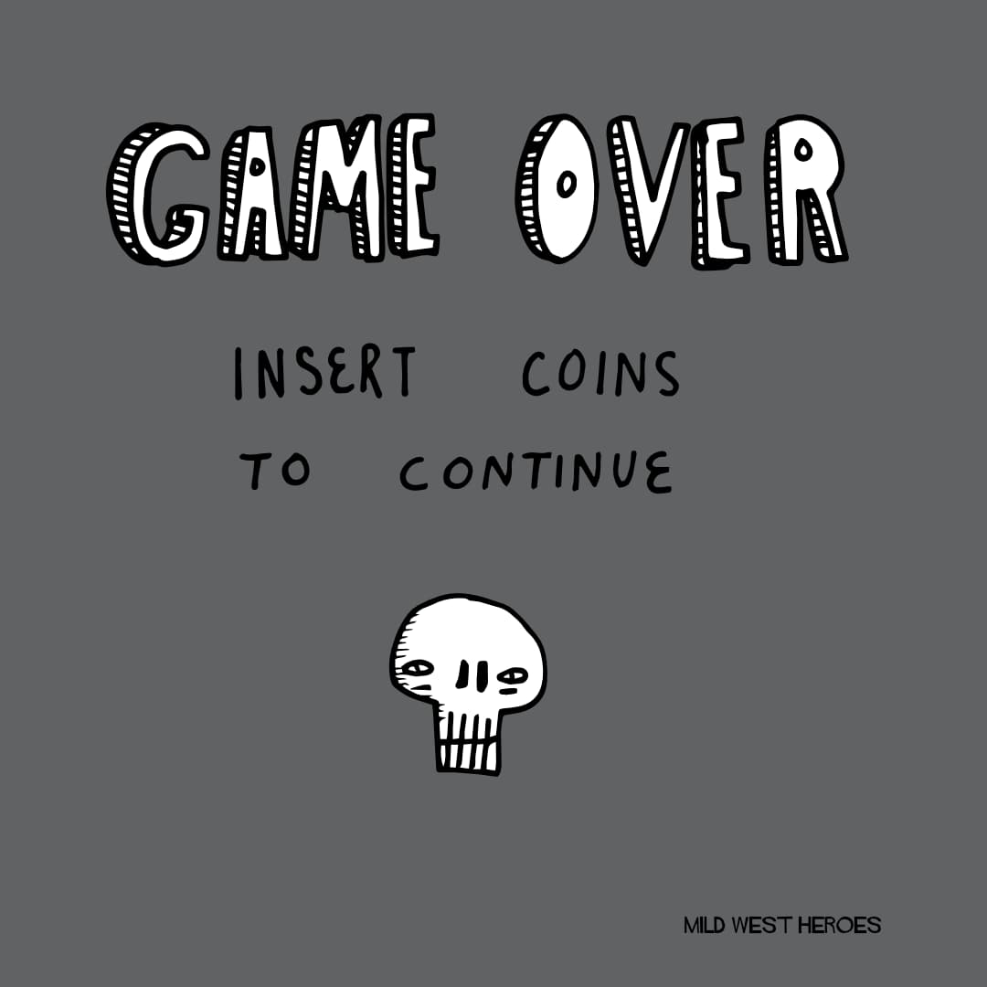 Detail of Slate Grey Game Over graphic t-shirt design