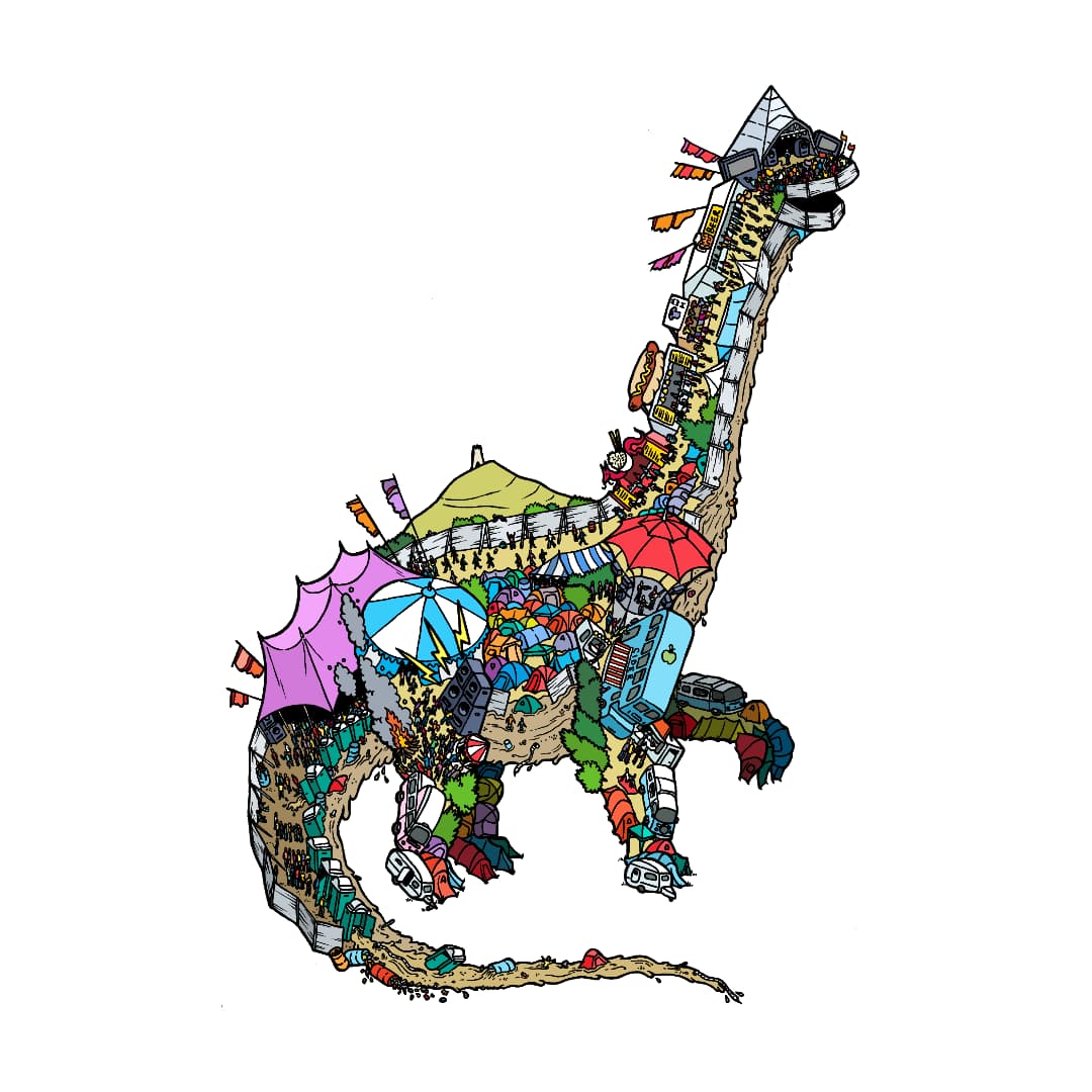 Detail of  White Glastosaur graphic t-shirt design