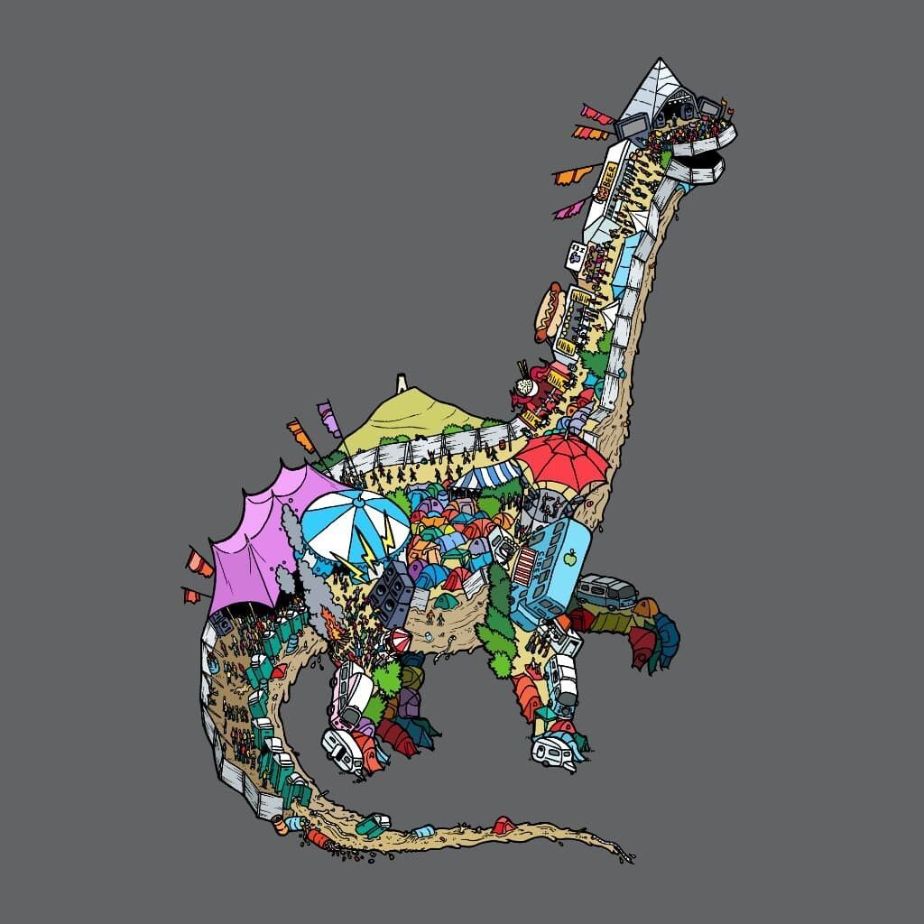 Detail of Slate Grey Glastosaur organic cotton t-shirt