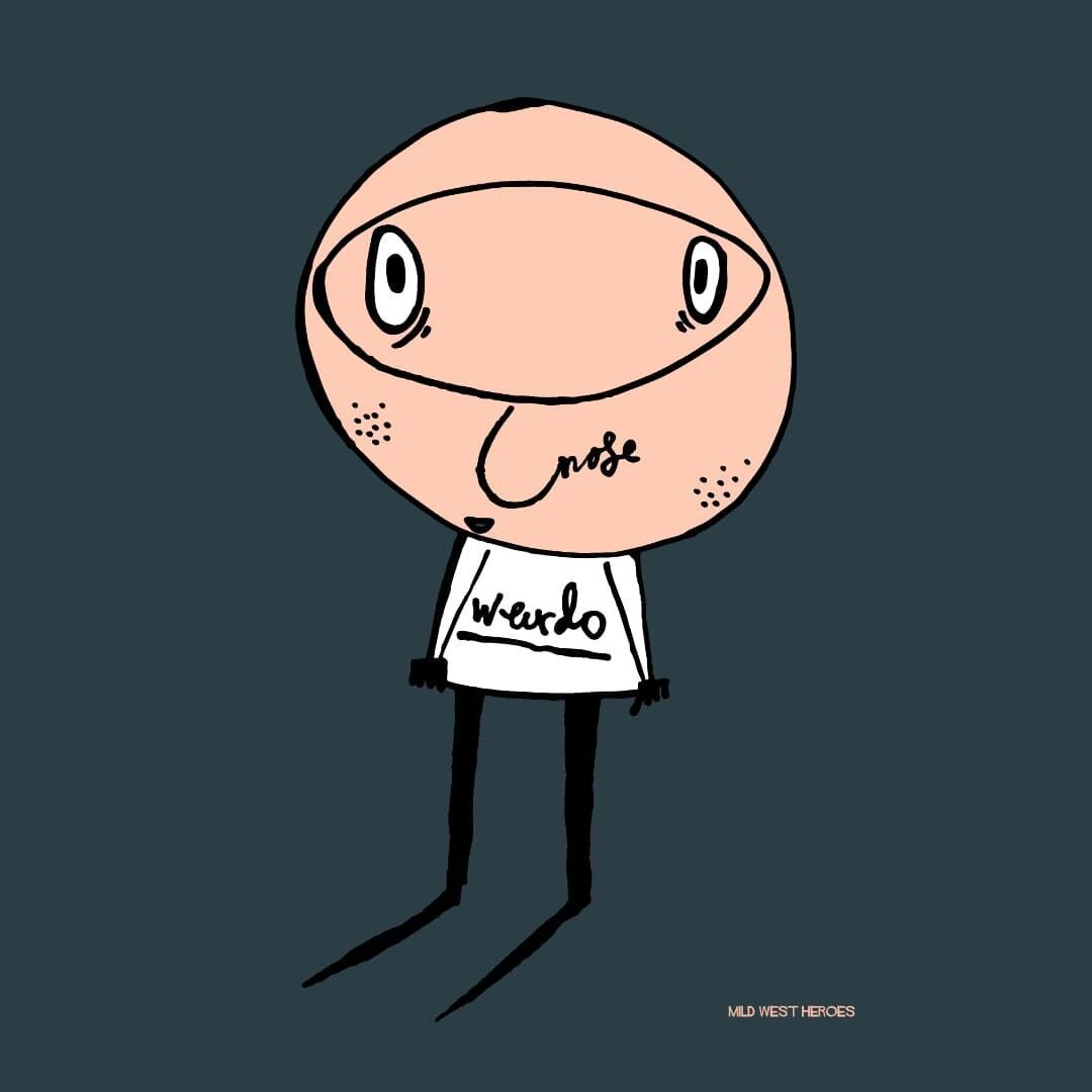 Detail of Denim Blue Weirdo organic cotton t-shirt