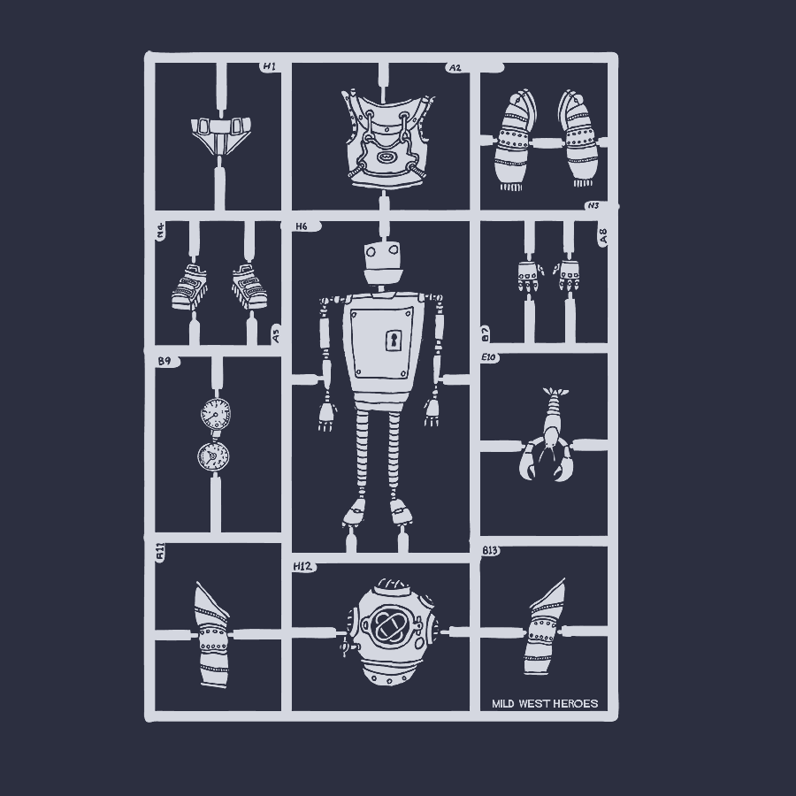 Detail of Denim Blue Airfix Robot organic cotton t-shirt
